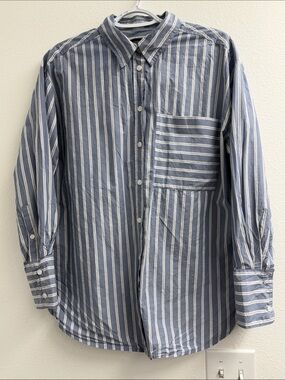 Banana Republic Blue and White Vertical Stripe Button-Down Shirt